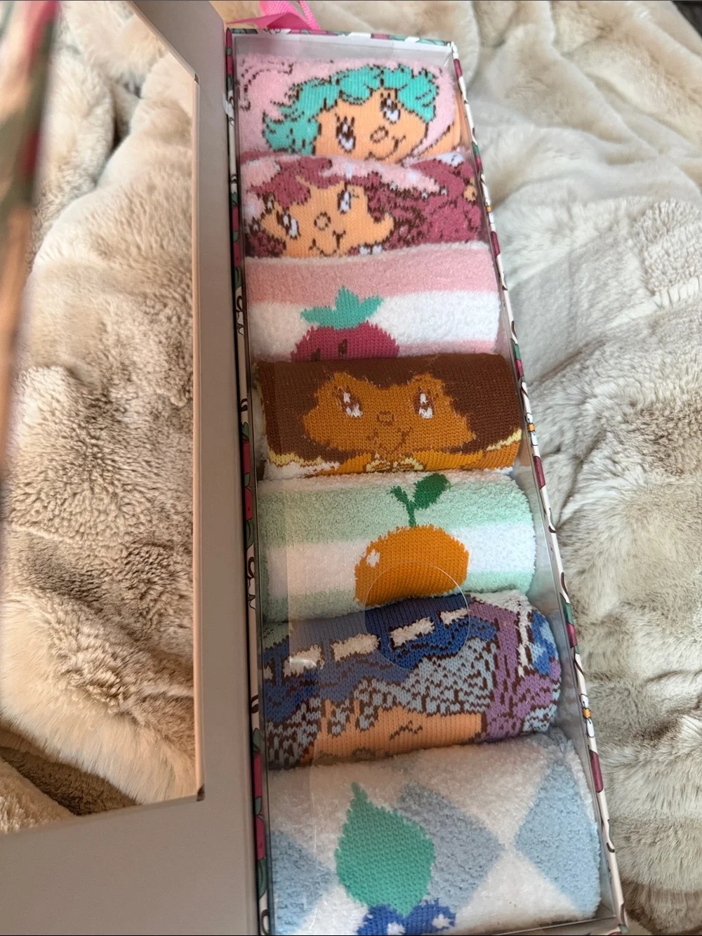 Strawberry Shortcake Women’s Cozy Socks - Pink, Orange, Green, Blue Set